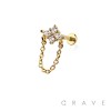FLOWER MARQUISE CZ CHAIN TOP 316L SURGICAL STEEL THREADLESS (PUSH IN ) LABRET SET